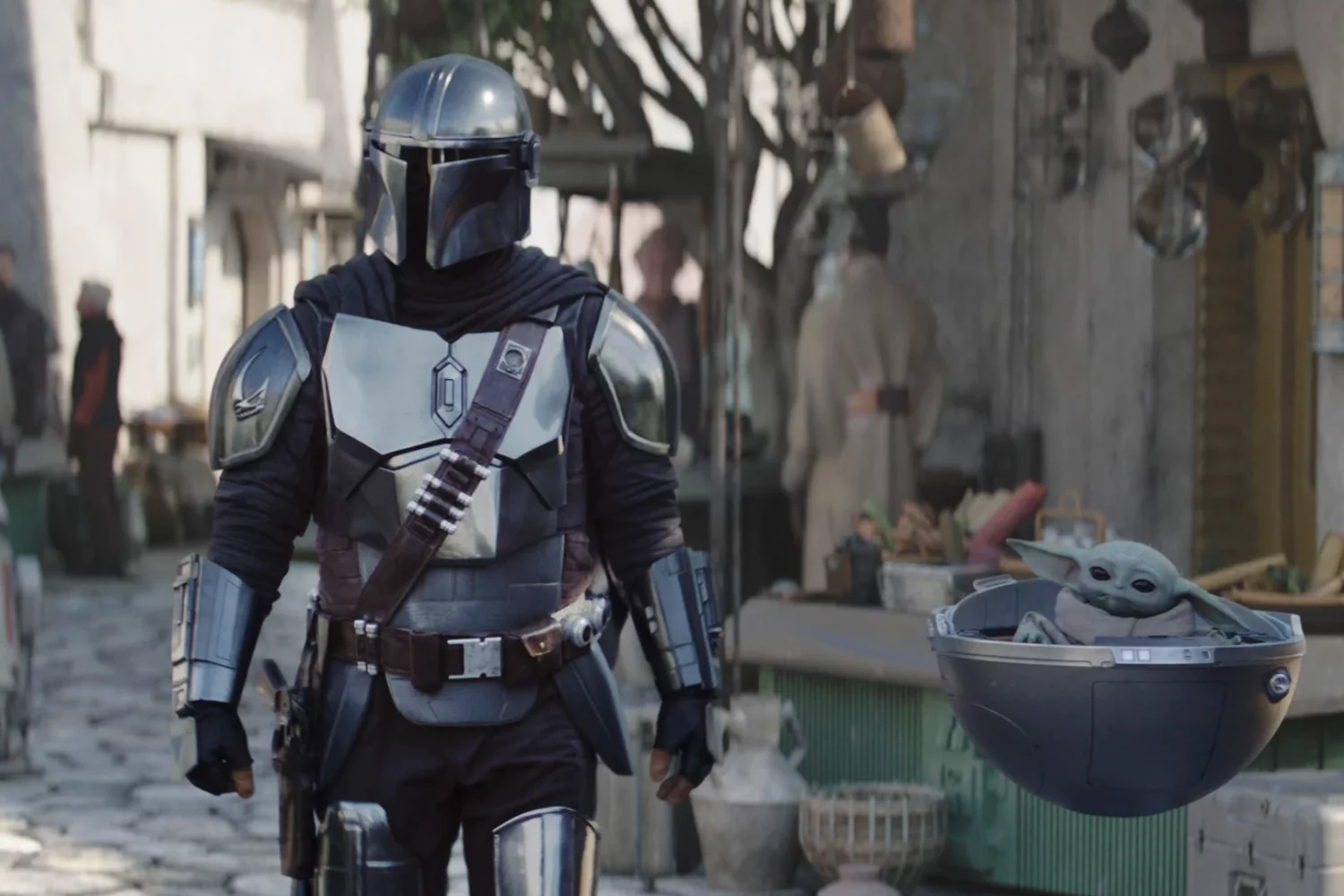 Pedro Pascal jako Drin Djarin i Grogu