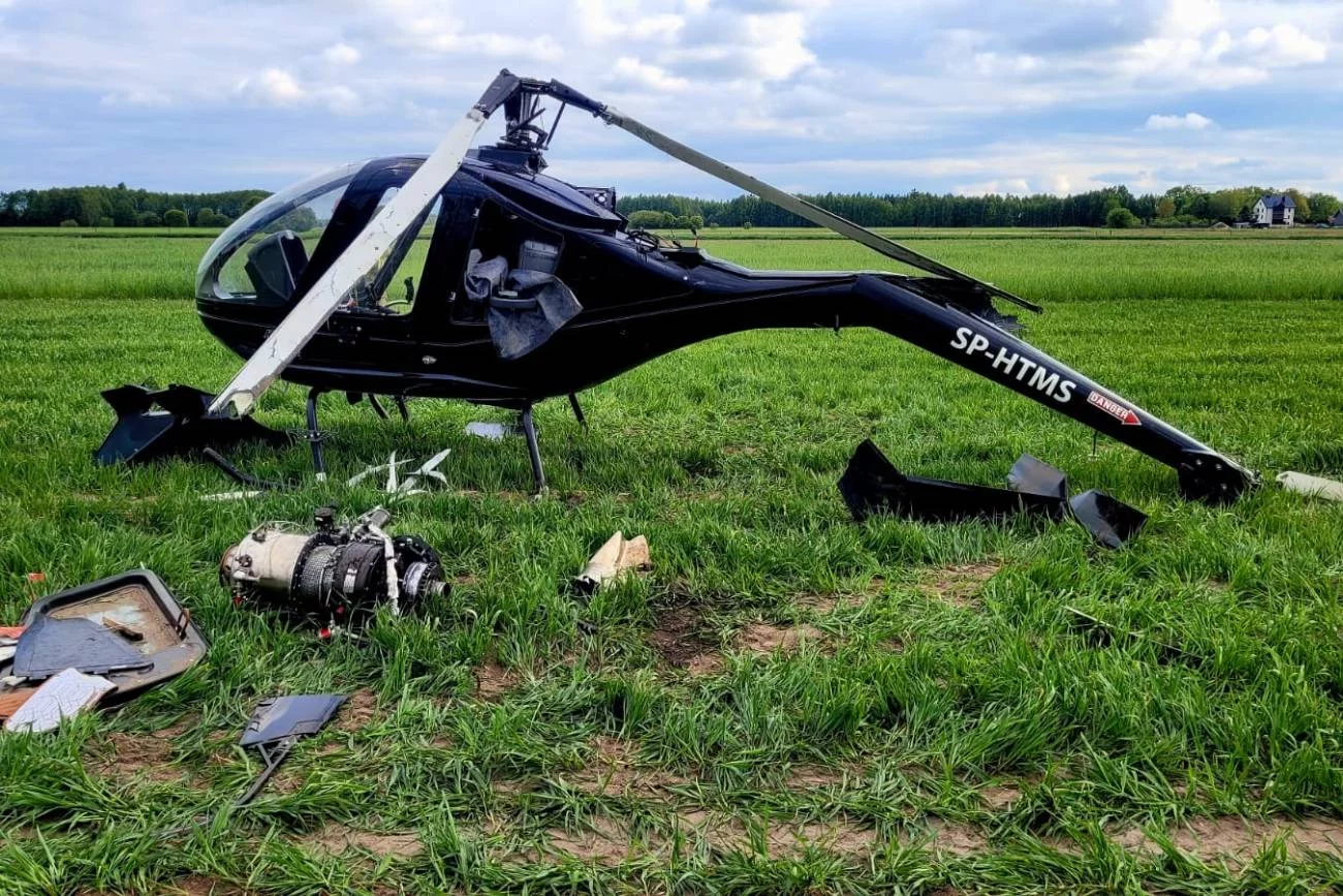 Wypadek na Mazowszu. Śmigłowiec rozbił się przy próbie lądowania