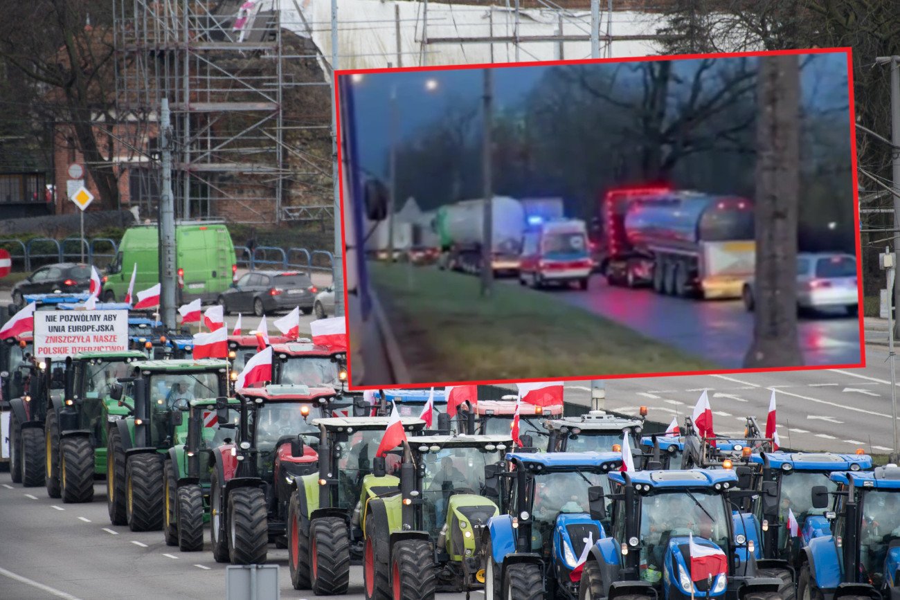 Protest rolników i kolejny incydent z karetką. Nagranie wywołało oburzenie