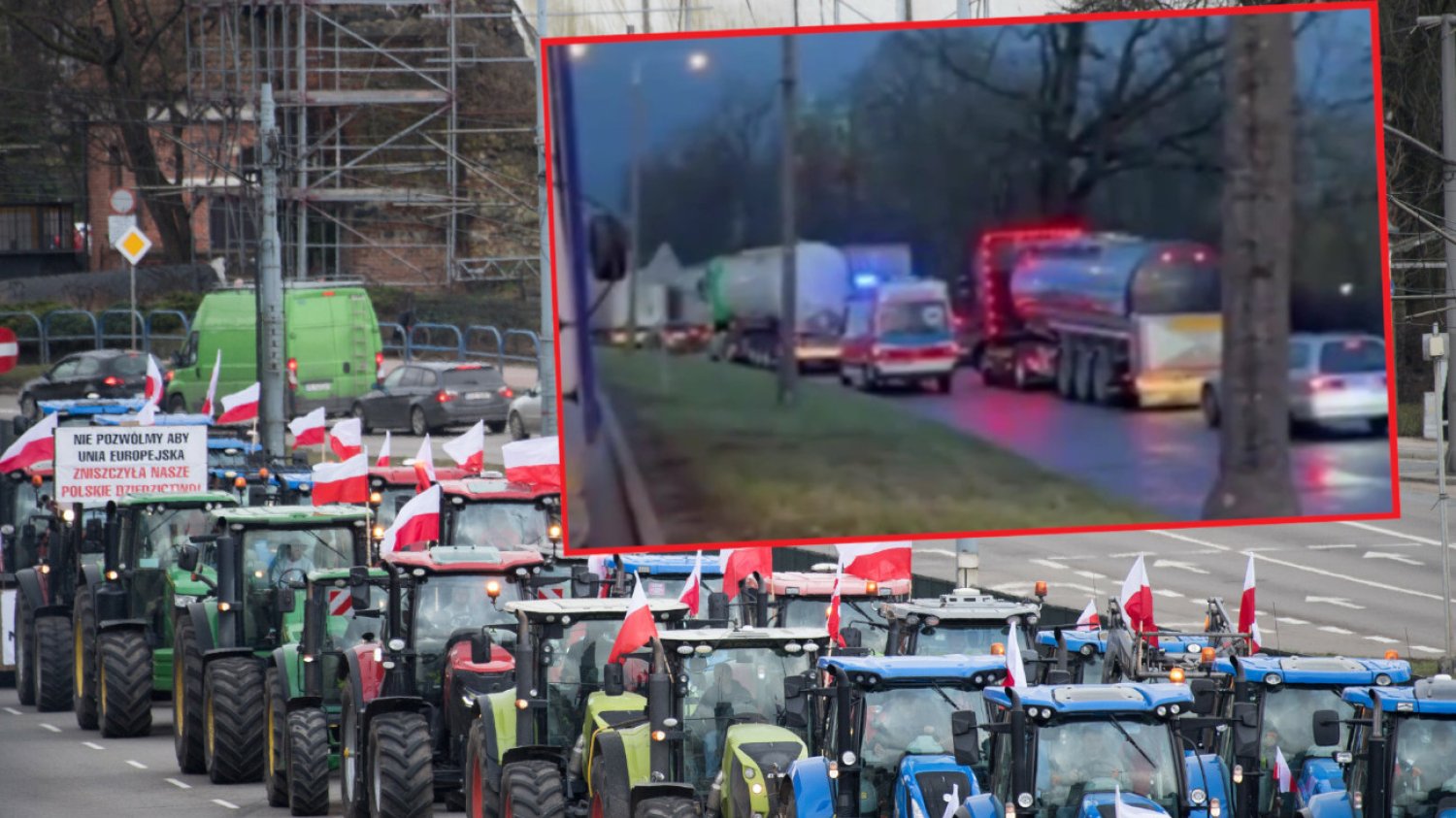 Protest rolników i kolejny incydent z karetką. Nagranie wywołało oburzenie