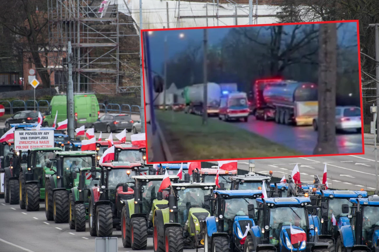 Protest rolników i kolejny incydent z karetką. Nagranie wywołało oburzenie