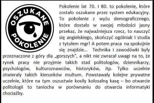 Apel "Oszukanego Pokolenia" zamieszczony na serwisie kwejk.pl
