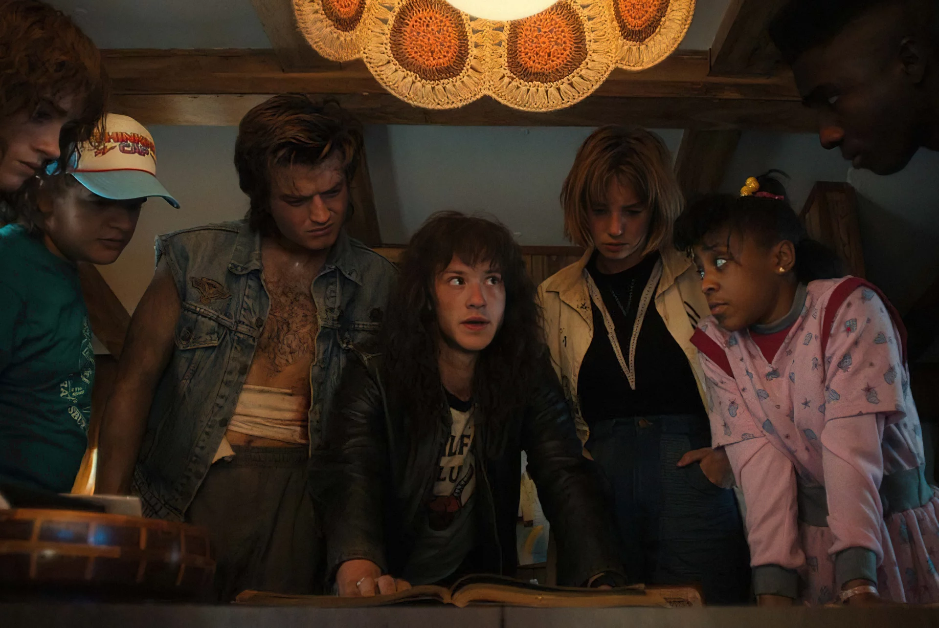 "Stranger Things 4", część 2 Nancy, Dustin, Steve, Eddie, Robin, Erica i Lucas w "Stranger Things 4", części 2