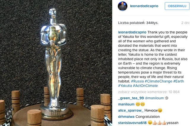 Leo jest wdzięczny mieszkańcom Jakucka za statuetkę.