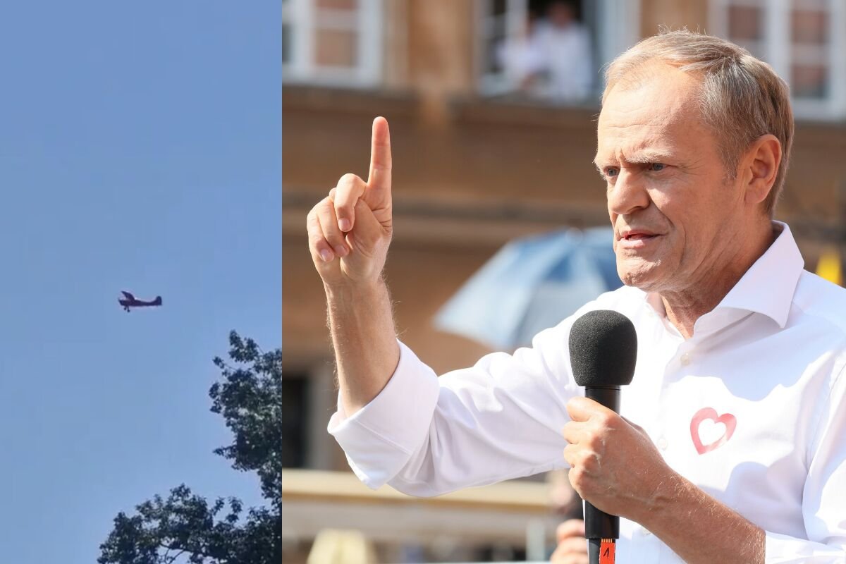 donald tusk marsz 4 czerwca samolot napis