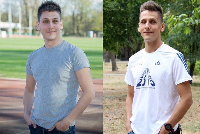 Po lewej: Krzysztof Majak w kwietniu 2014 - jeśli kupował adidasy, to najwyżej na rzepy. Po prawej: Krzysztof Majak we wrześniu 2015 - dumny posiadacz 13. pary butów do biegania - wszystkie wiązane