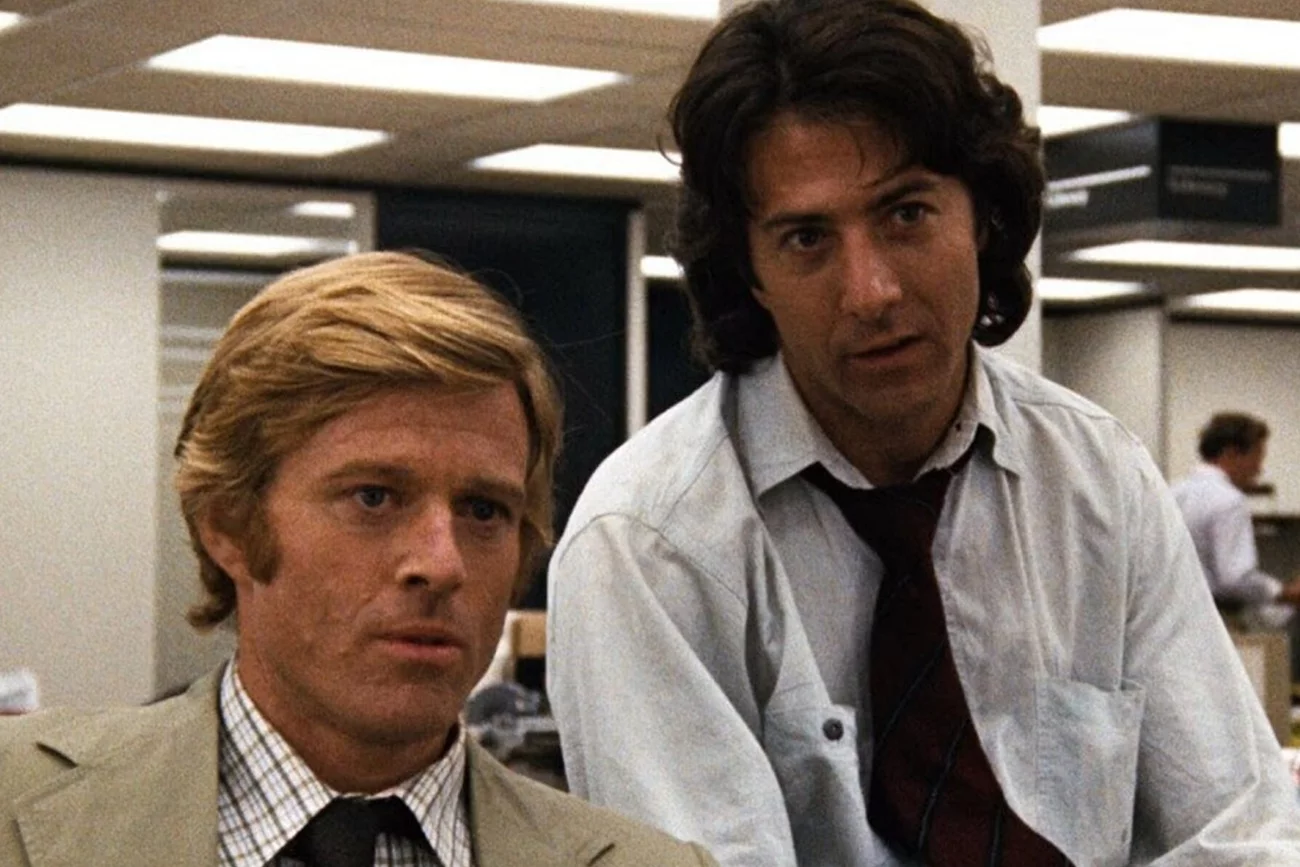 Robert Redford i Dustin Hoffman w filmie "Wszyscy ludzie prezydenta".