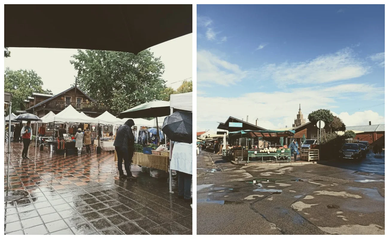 Po lewej: Kalnciema Street Market. Po prawej: Targowisko Centralne