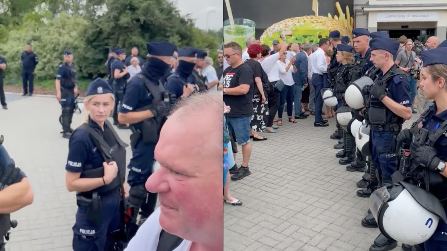 W Kórniku przed salą, gdzie odbyło się spotkanie z Jarosławem Kaczyńskim, zorganizowano akcję pod hasłem "Jajecznica z prezesem"