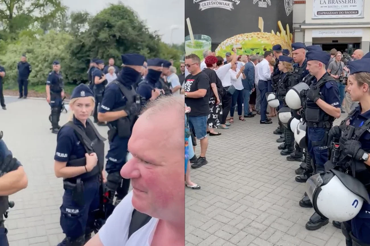 W Kórniku przed salą, gdzie odbyło się spotkanie z Jarosławem Kaczyńskim, zorganizowano akcję pod hasłem "Jajecznica z prezesem"