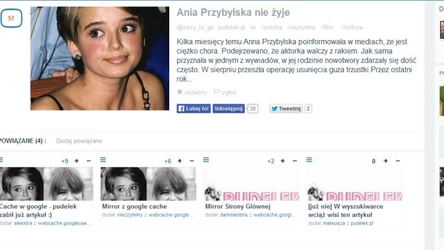 Anna Przybylska nie żyje - taka informacja pojawiła się m.in. na Wykop.pl