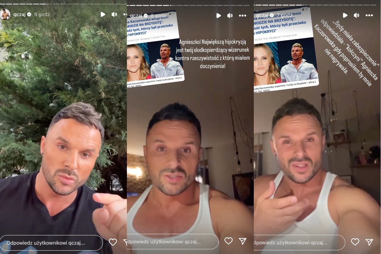Qczaj uderzył w Kaczorowską. Tancerka komentuje jego relacje na Instagramie