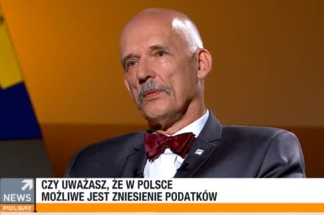 Janusz Korwin-Mikke podczas wizyty w programie "Tak czy nie" (Polsat News)