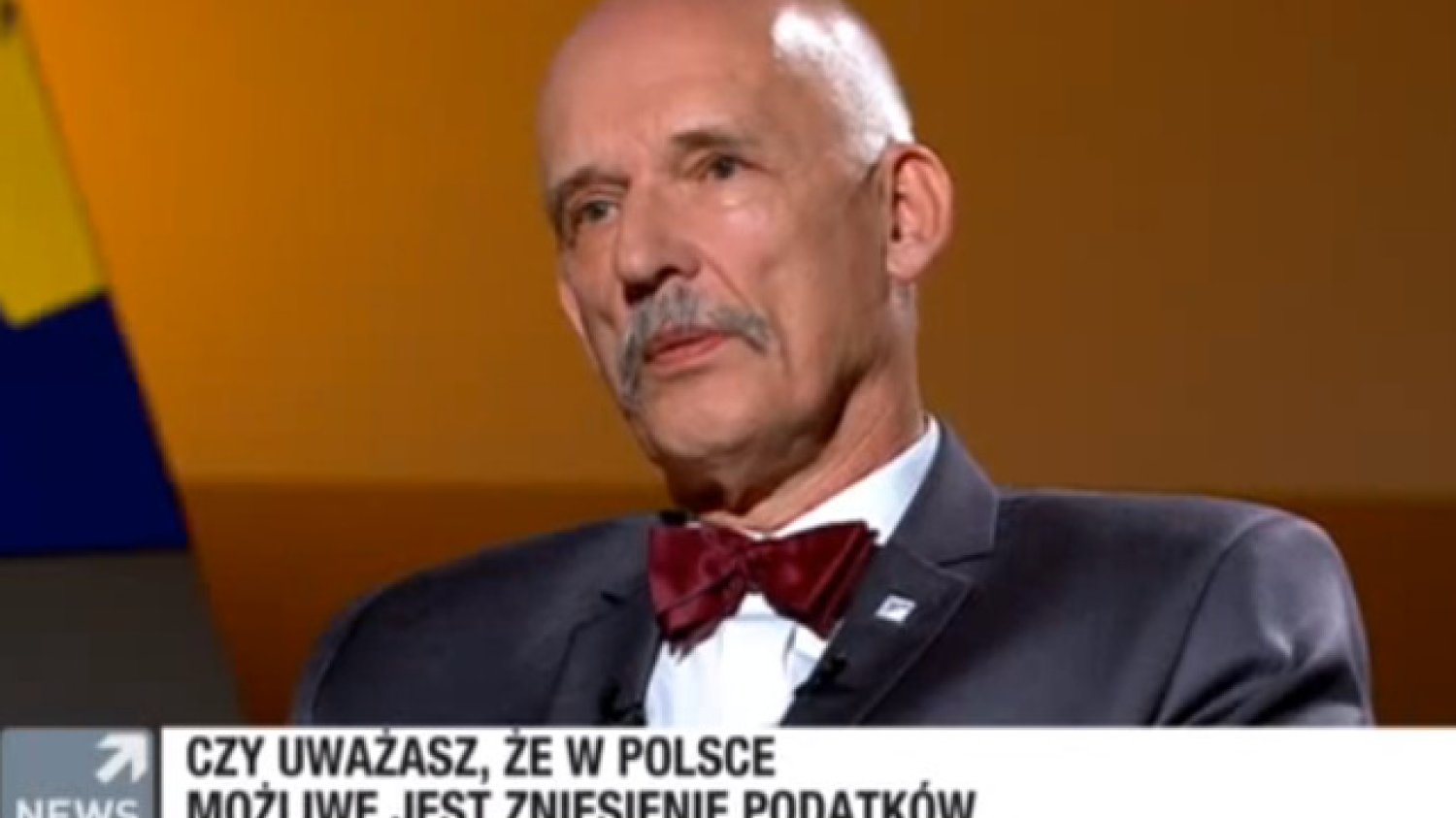 Janusz Korwin-Mikke podczas wizyty w programie "Tak czy nie" (Polsat News)