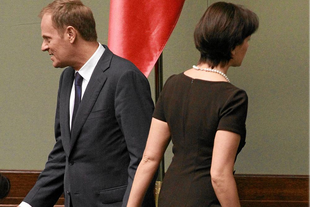 Joanna Mucha i Donald Tusk w Sejmie