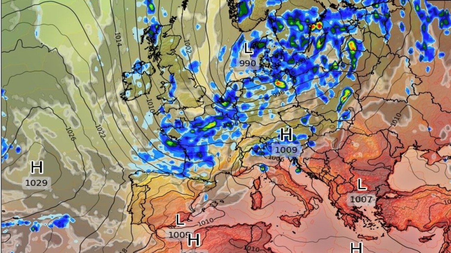 Front atmosferyczny nad Europą.