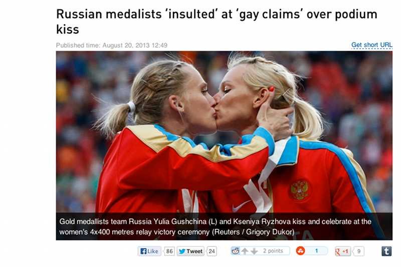 Pocałunek rosyjskich lekkoatletek nie był protestem przeciwko antygejowskiemu prawu