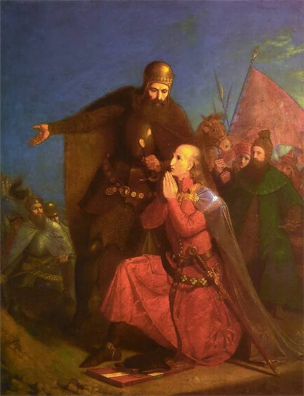 Władysław Jagiełło i Witold modlący się przed bitwą. Obraz Jana Matejki.