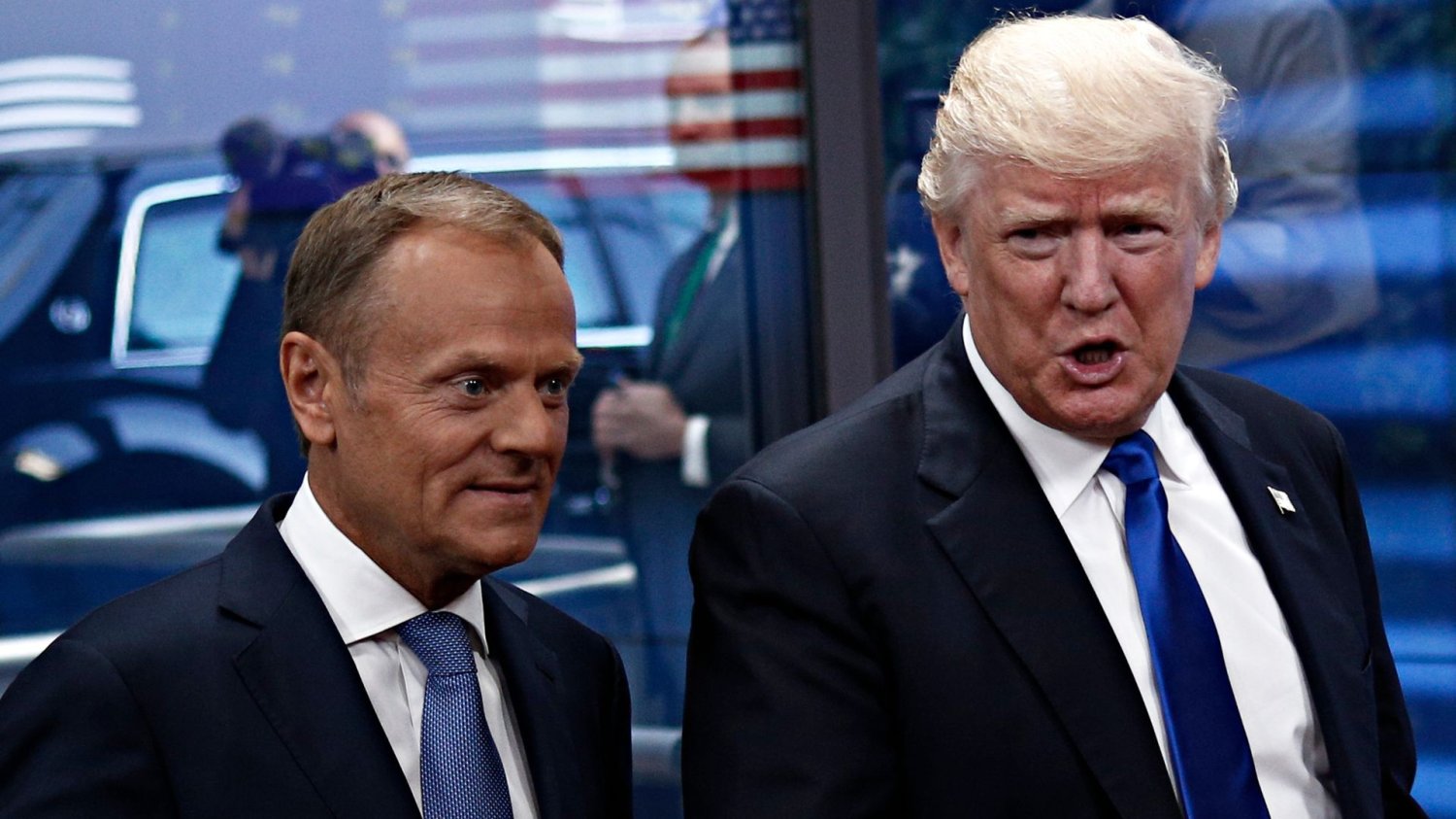 Tusk w wywiadzie uderzył w czuły punkt Trumpa. Biały Dom musiał zareagować Donald Tusk i Donald Trump w Belgii, 2017 rok