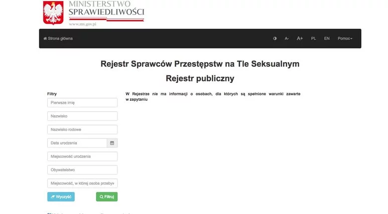 W rejestrze publicznym zamieszczono blisko 800 nazwisk osób skazanych za przestępstwa na tle seksualnym.