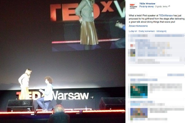 Oświadczyny na scenie konferencji TEDxWarsaw