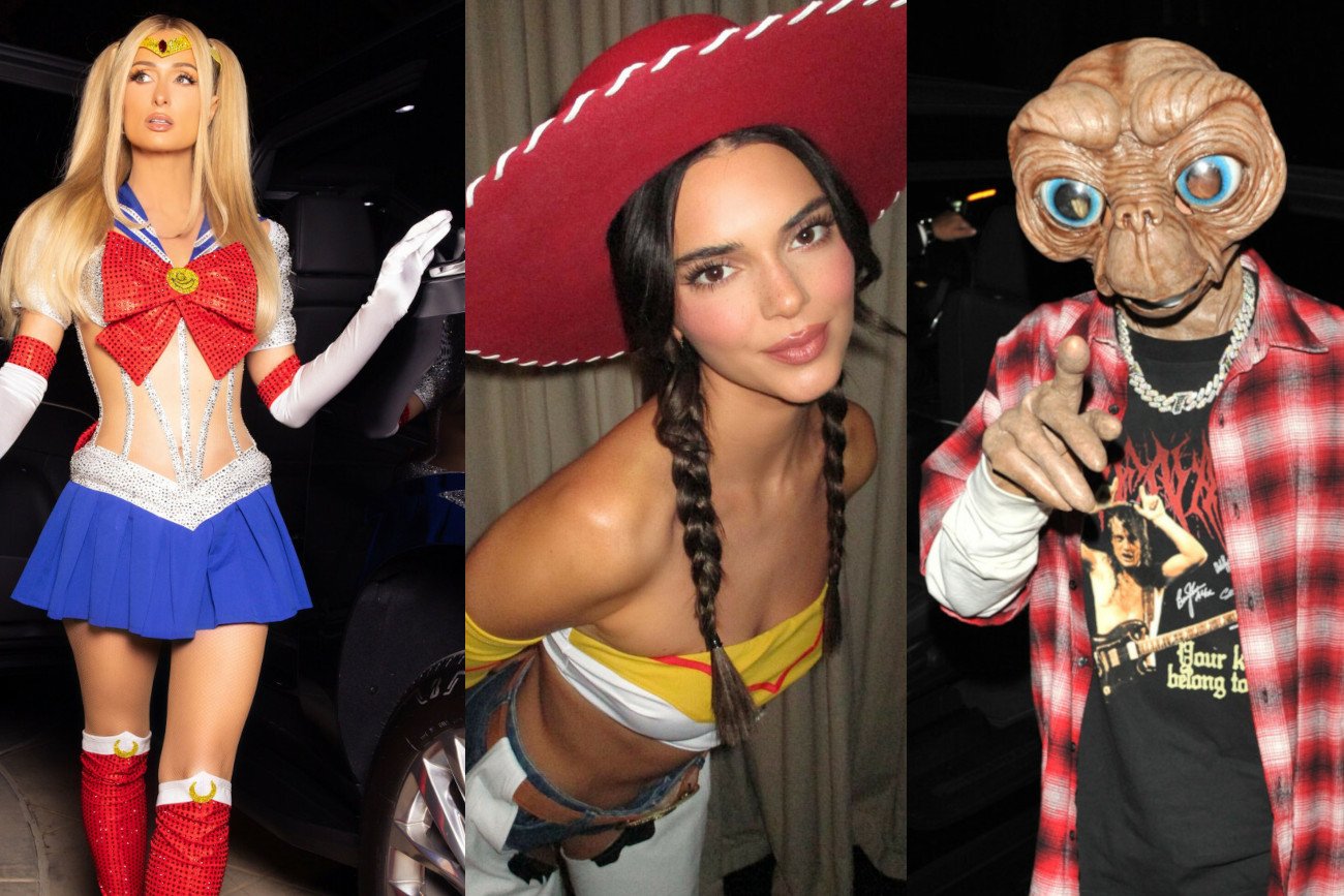 Paris Hilton, Kendall Jenner i raper Tyga w przebraniach na Halloween.