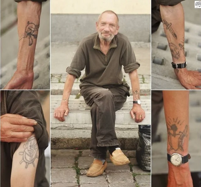 Pan Zbigniew i jego tatuaże z zakładu karnego.