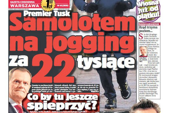 Fragment pierwszej strony tabloidu "Fakt"