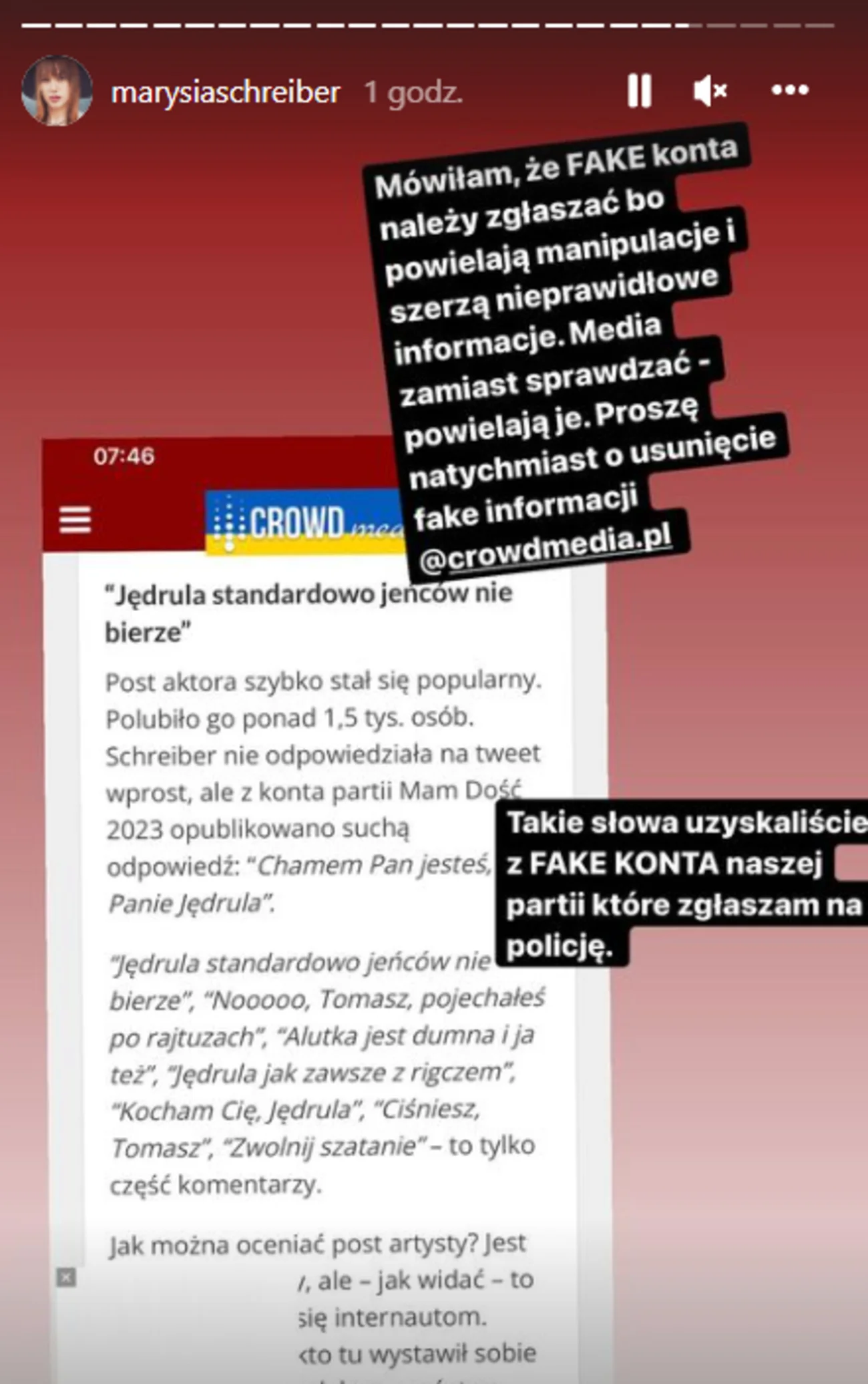 Marianna Schreiber pozywa Tomasza Dedka. "Dla przykładu należy ukarać"