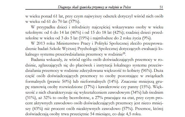 Fragment opracowania pt. "Diagnoza skali zjawiska przemocy w rodzinie w Polsce" Michała Lewoca, które widnieje na stornie Ministerstwa Sprawiedliwości.