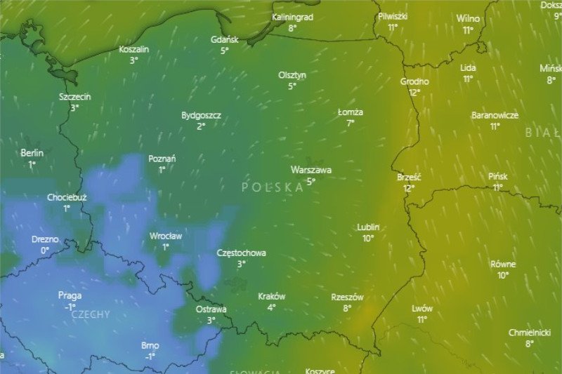 Na południu Polski spadł śnieg.