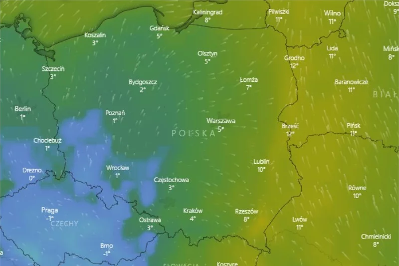 Na południu Polski spadł śnieg.