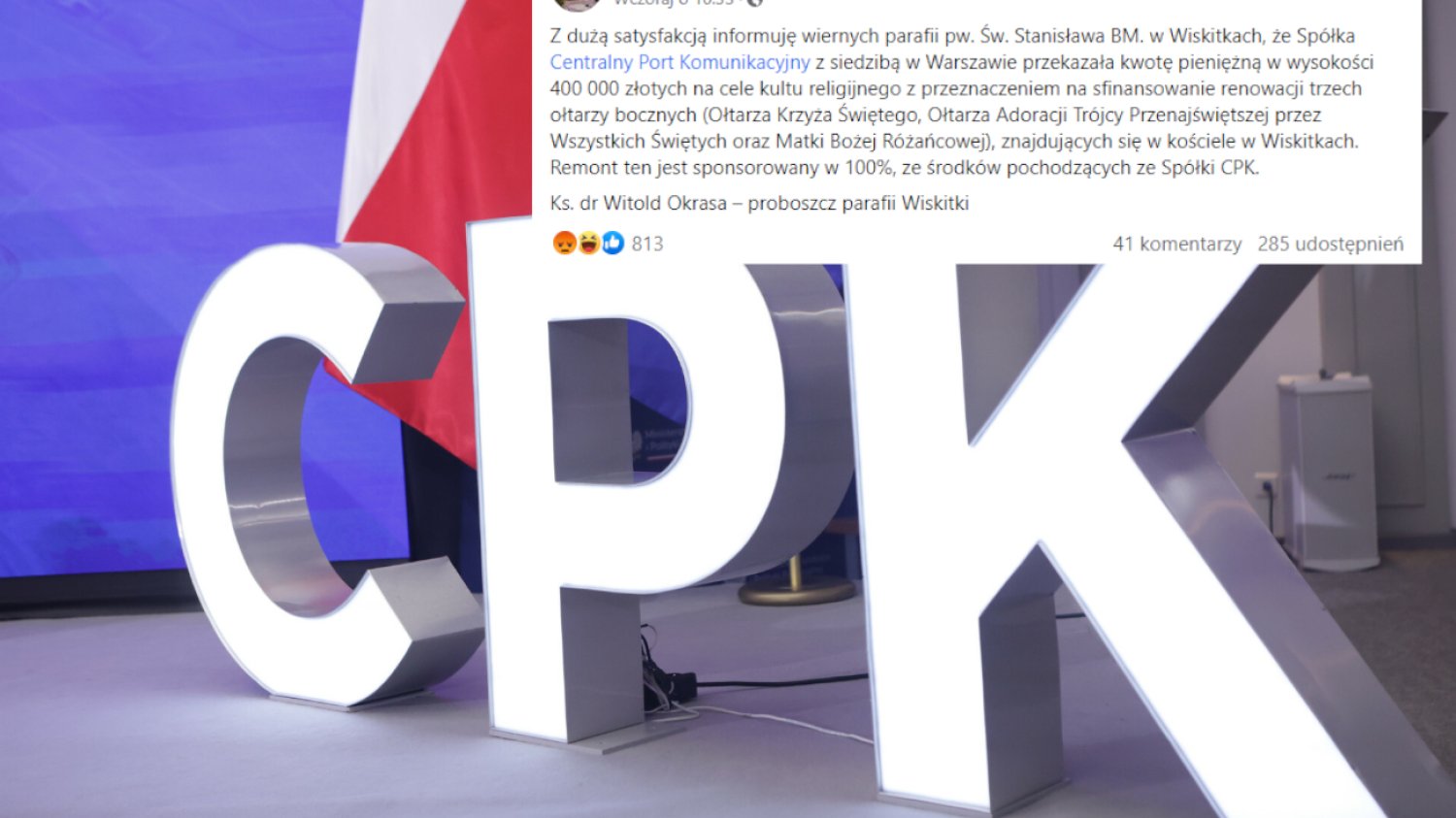 CPK zafundowało kosztowny...remont kościoła. Internauci nie kryją oburzenia