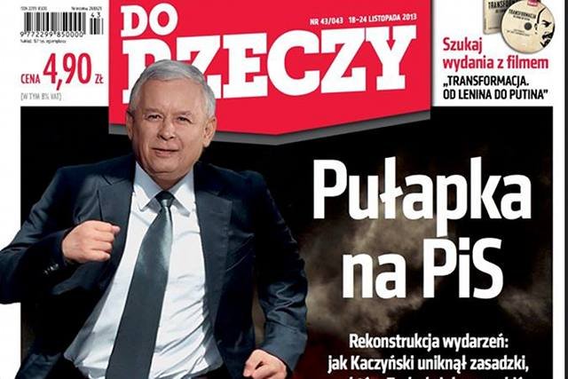Na okładce "Do Rzeczy" odchudzony Jarosław Kaczyński ucieka z zasadzki zastawionej przez Donalda Tuska