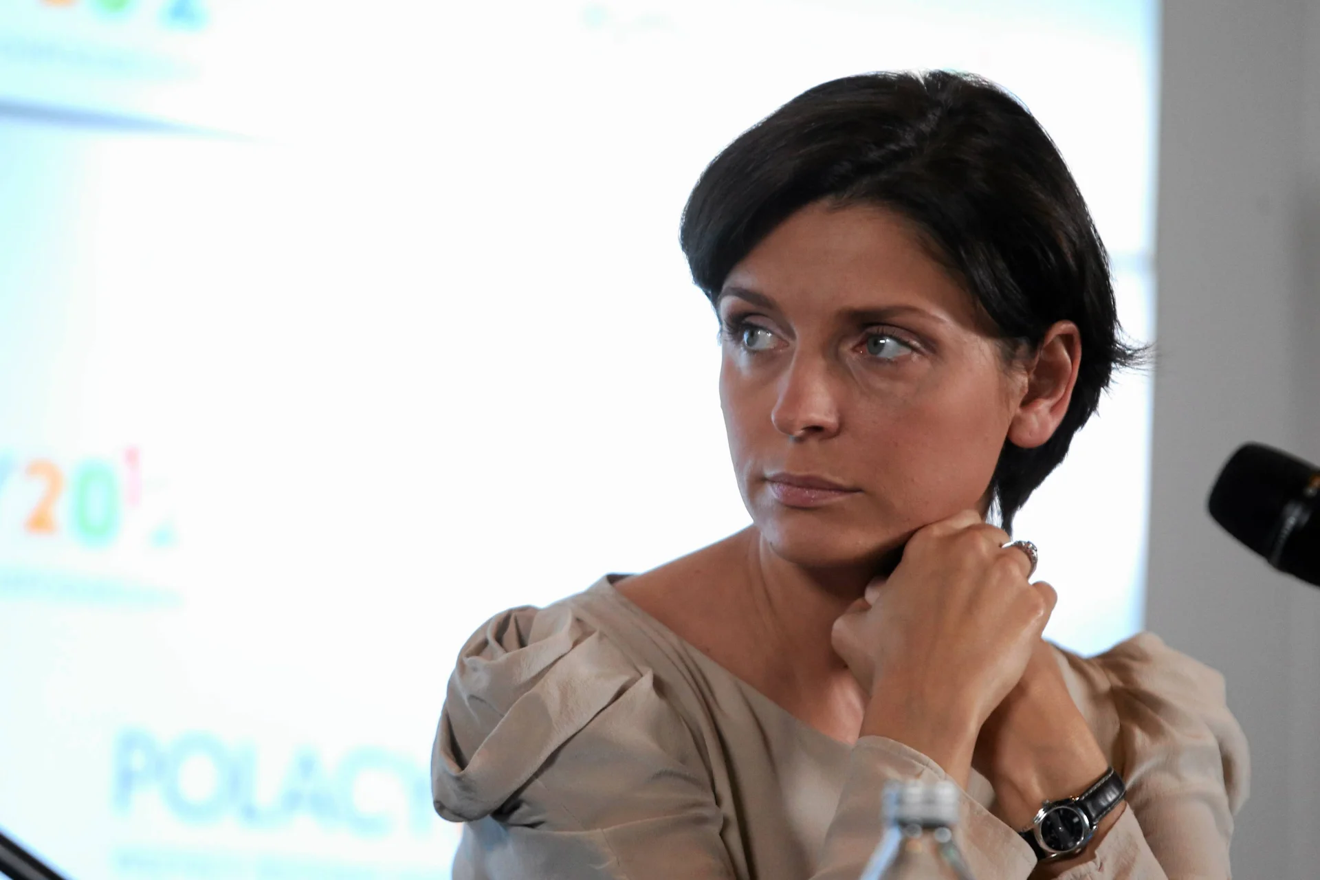 Minister sportu Joanna Mucha podczas konferencji po zakończeniu fazy grupowej Euro 2012