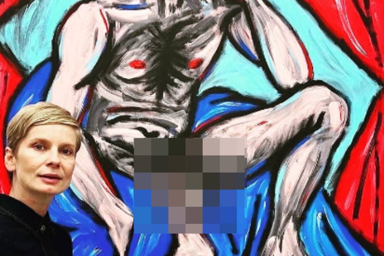 Cielecka pozuje przy nagim obrazie Piłsudskiego. Internauci krytykują