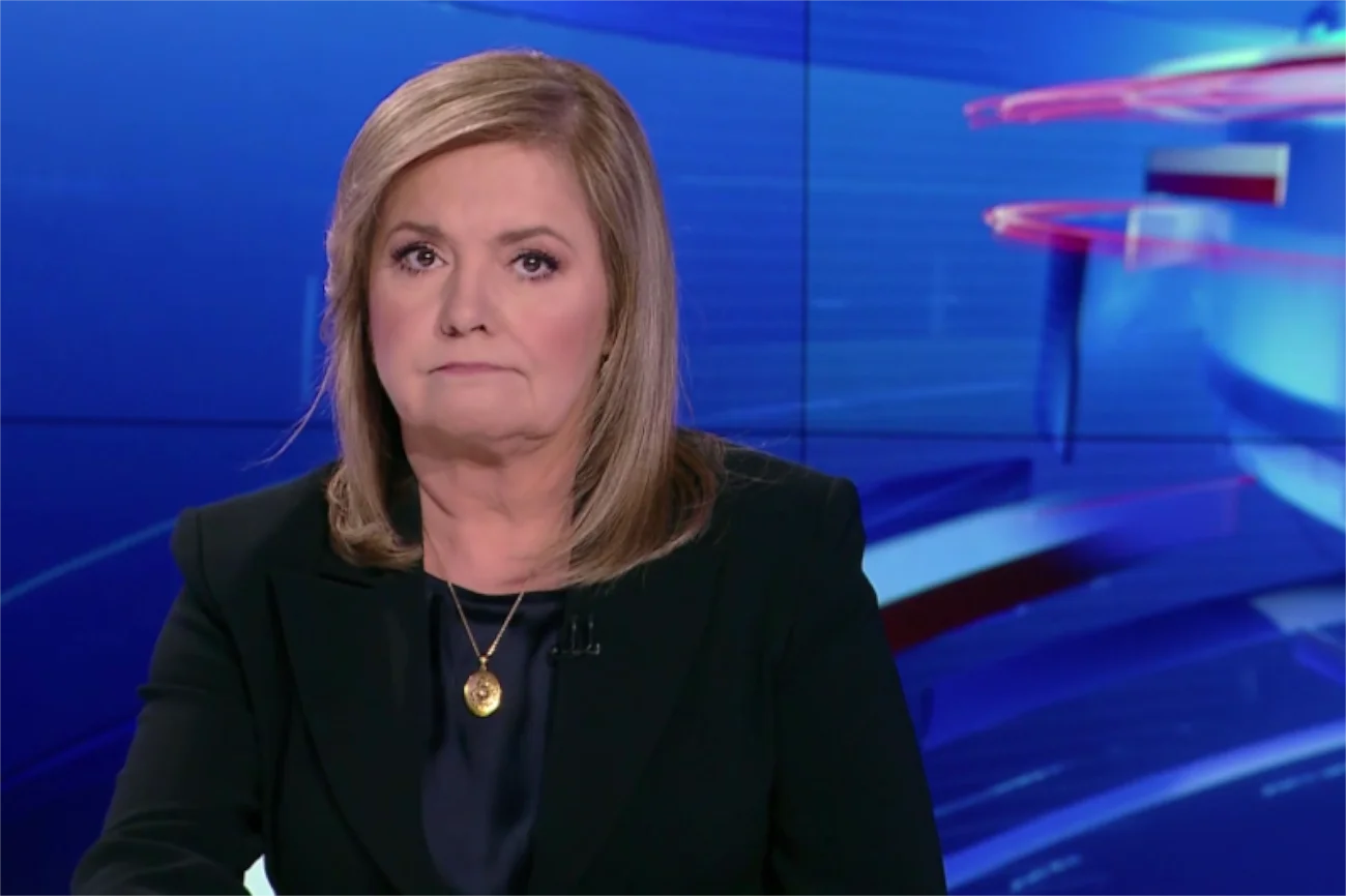 Przeprosiny w "Wiadomościach" TVP. Mina Danuty Holeckiej mówi wszystko