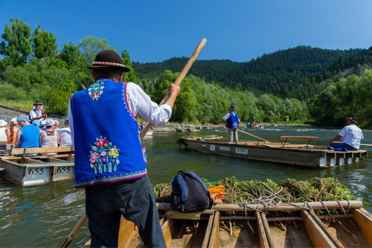 Spływ Dunajcem w Pieninach. Flisackie żarty o teściowej
