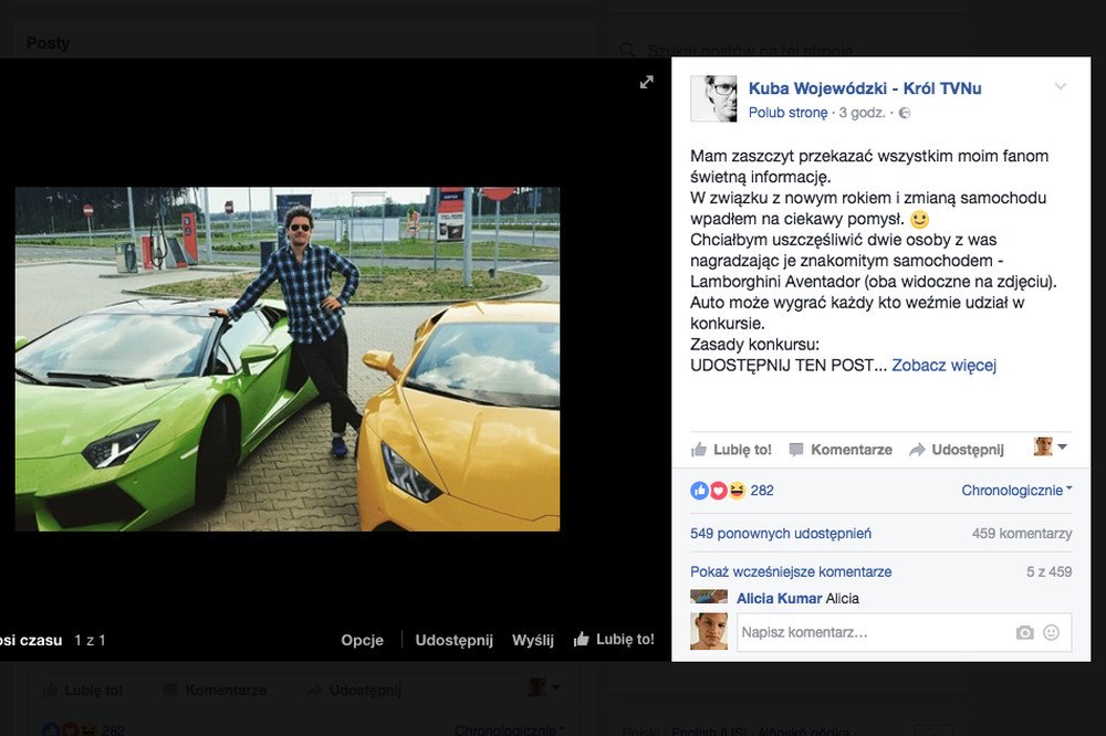 Kuba Wojewódzki odda za darmo swoje Lamborghini?