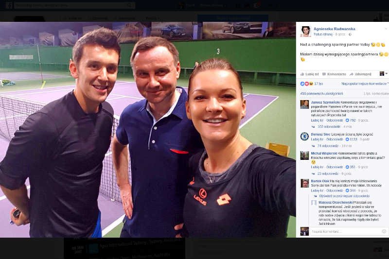 Agnieszka Radwańska zagrała w tenisa z prezydentem Andrzejem Dudą.