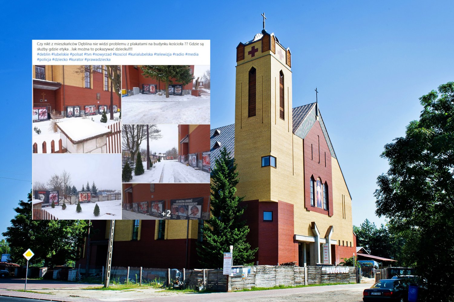 Na terenie Parafii Chrystusa Miłosiernego w Dęblinie pojawiła się kontrowersyjna wystawa