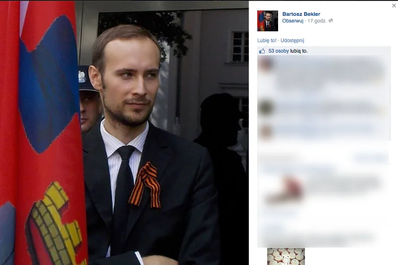 Bartosz Bekier na manifestacji w Warszawie