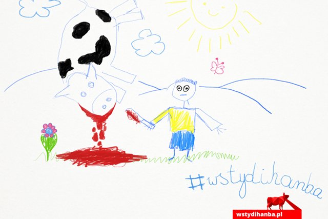 Dziecięce rysunki mają zniechęcić posłów do głosowania za ubojem rytualnym.