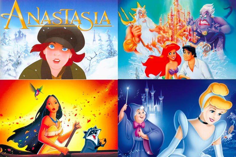 "Anastazja", "Mała Syrenka", "Pocahontas", "Kopciuszek".