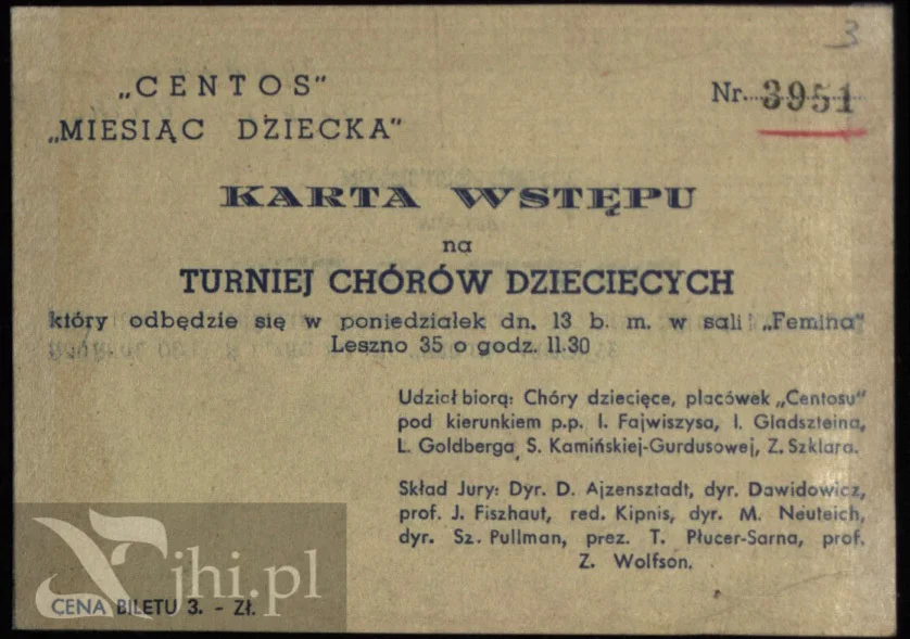 afisz jednego z koncertów w warszawskim getcie