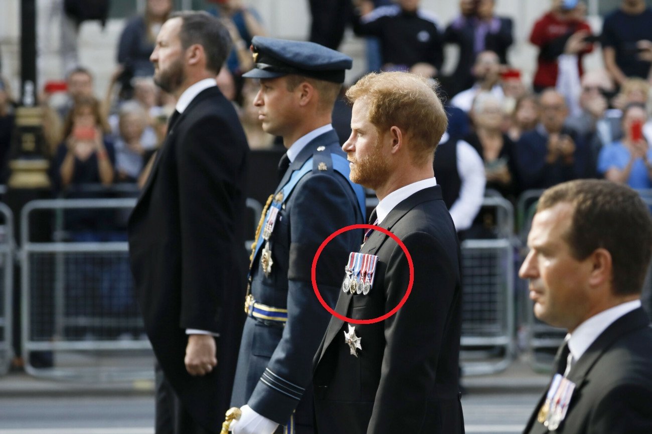Książę Harry i książę William w procesji.