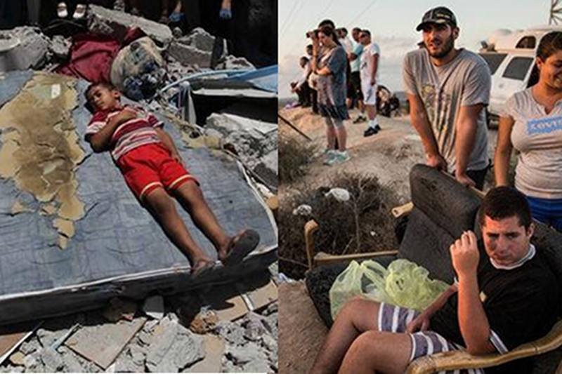 Podczas gdy w Strefie Gazy giną palestyńscy cywile, Izraelczycy podziwiają ataki rakietowe Izraelczyków