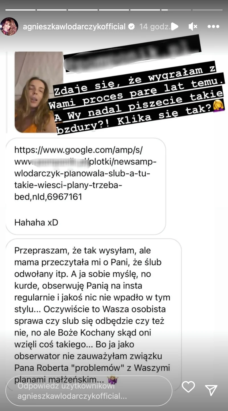 Agnieszka Włodarczyk o ślubie z Robertem Karasiem. Aktorka uderzyła w media