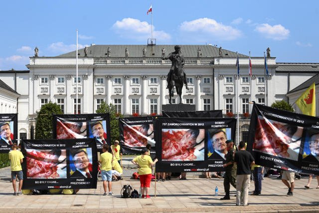 05.08.2015 Warszawa , Krakowskie Przedmieście. Protest antyaborcyjny przed Pałacem Prezydenckim.