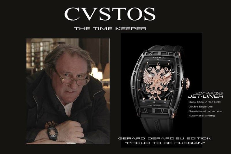 Gerard Depardieu promuje zegarki z herbem Rosji